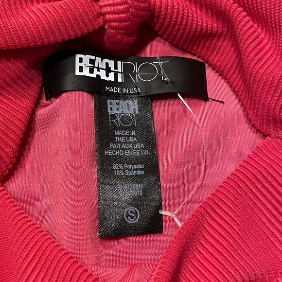 New! Beach Riot Emma cutout bow front bikini bottom pink rib 14387 - Picture 8 of 12